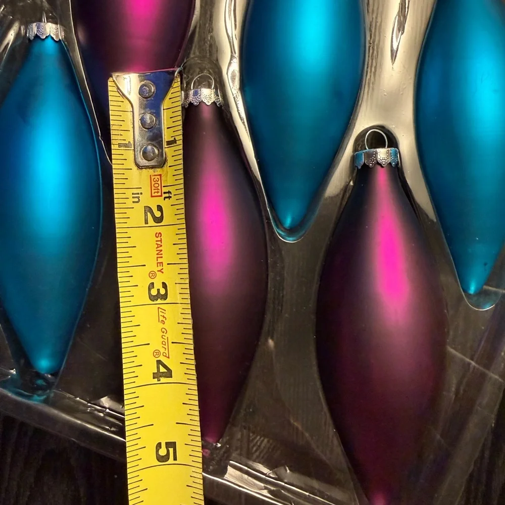 Target Teal Blue and Plum Vintage Glass Ornaments Set